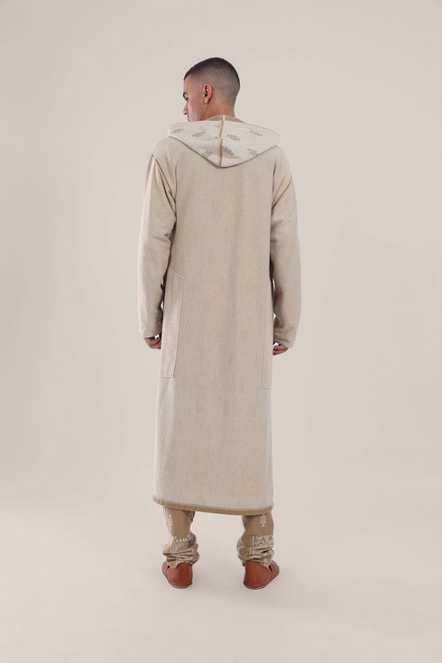 Long reversible jacquard coat